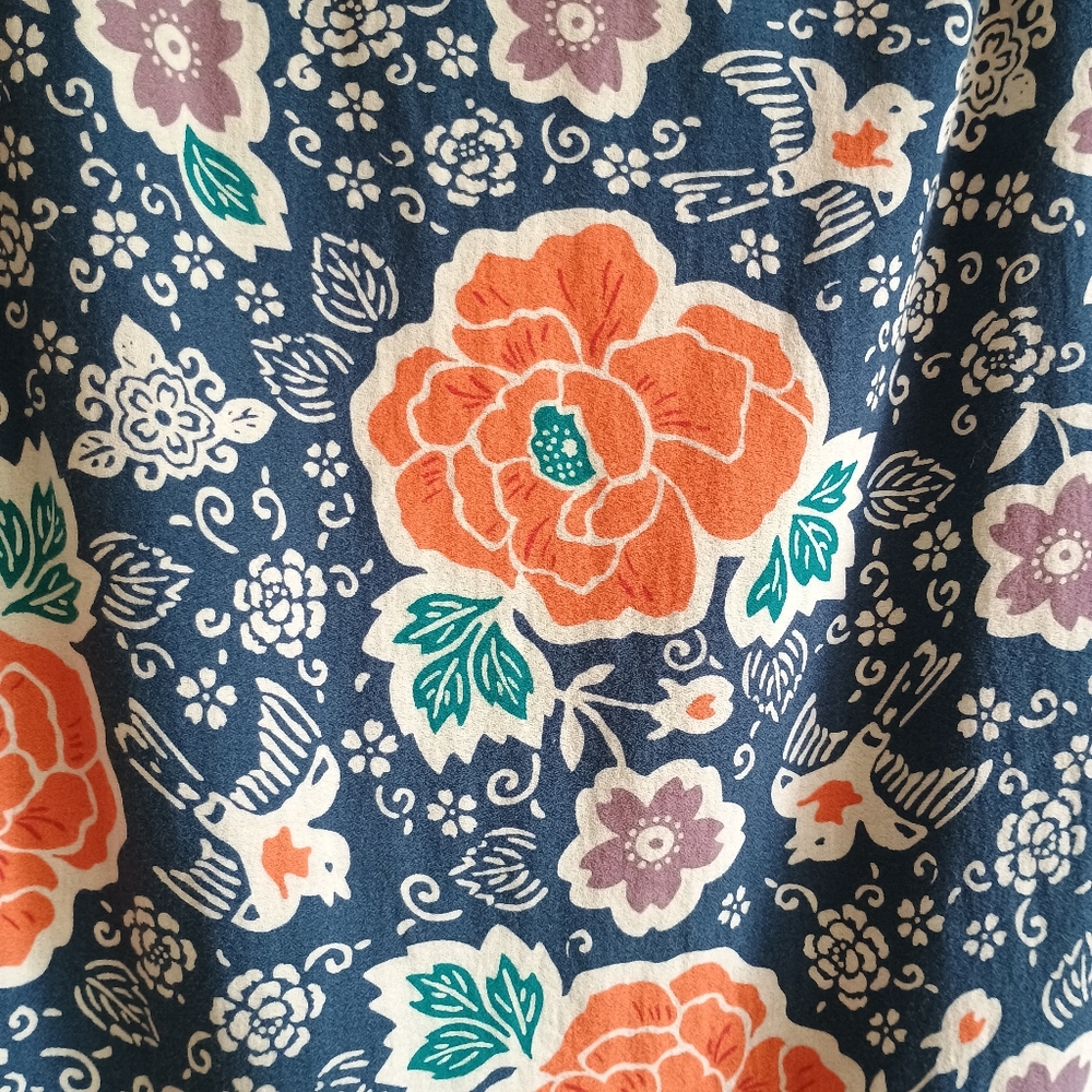 Old Navy XS Blue‎ Floral Print Shift Dress Lined Cotton Blend Boho Cottagecore - Picture 6 of 15